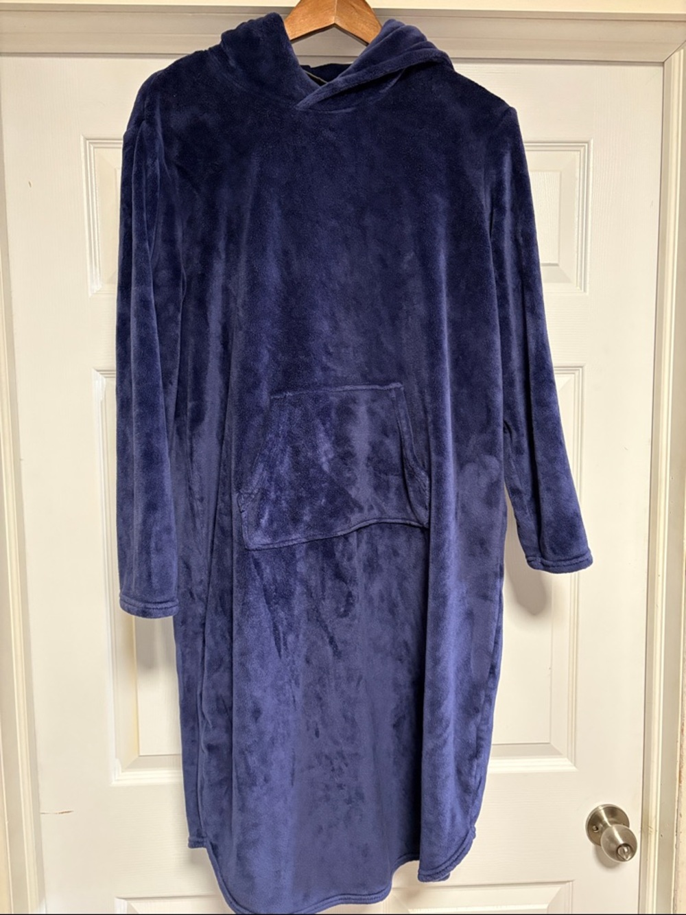 32 Degrees Plush Hooded Wearable Blanket Robe - Navy Blue